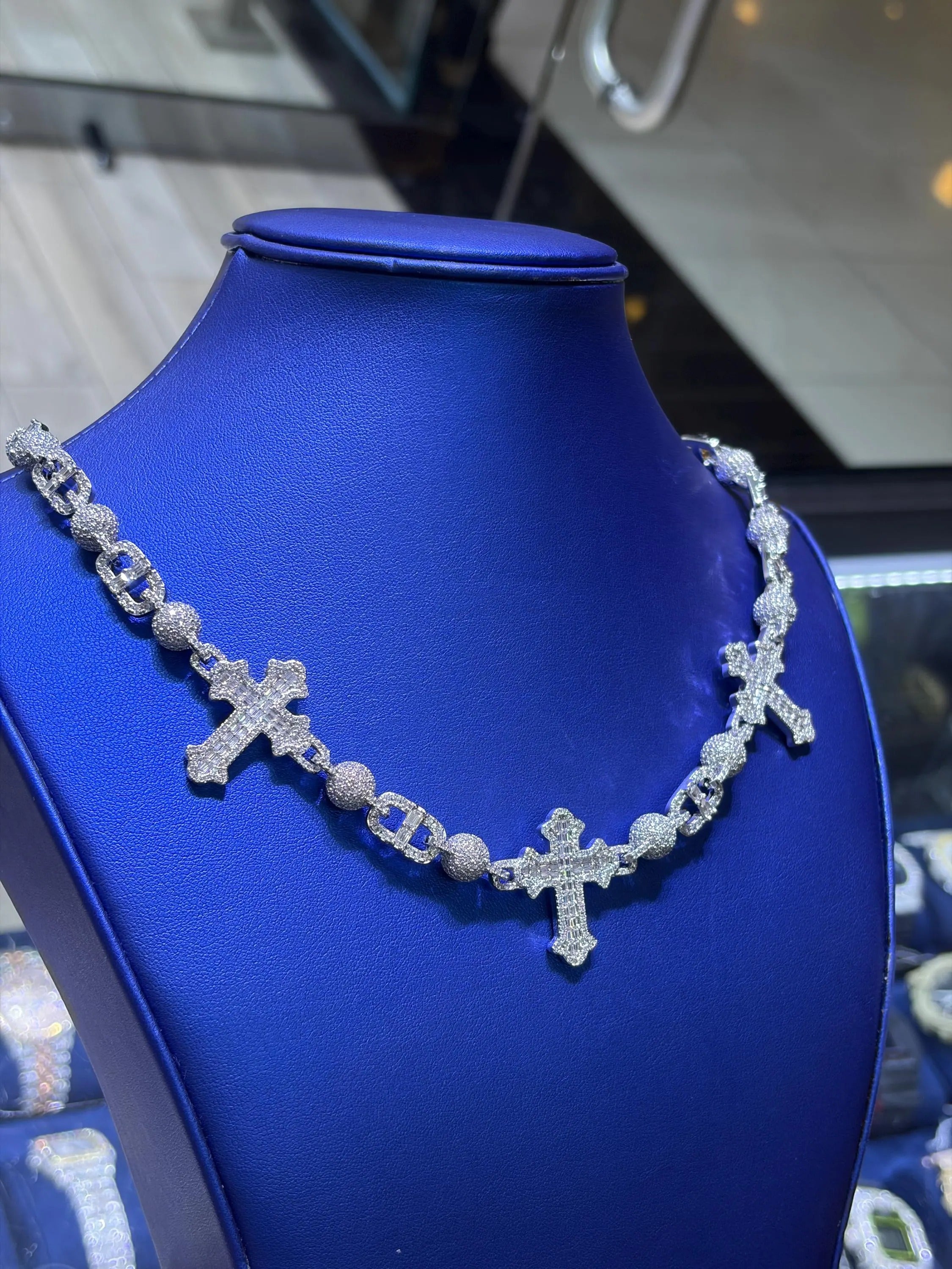 Cross Link Moissanite Chain 30mm VVS 27.88 CTW D Color