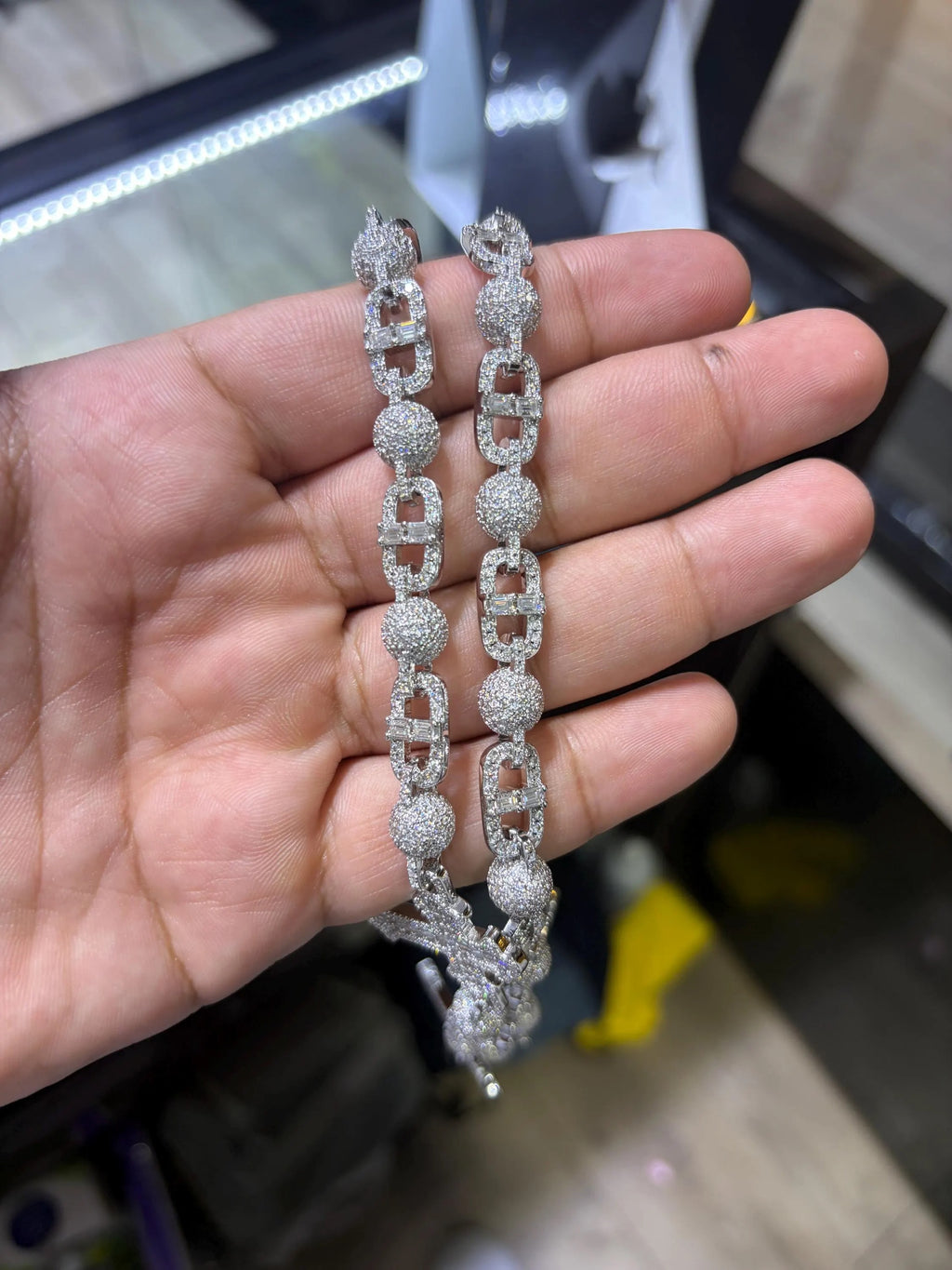 Cross Link Moissanite Chain 30mm VVS 27.88 CTW D Color