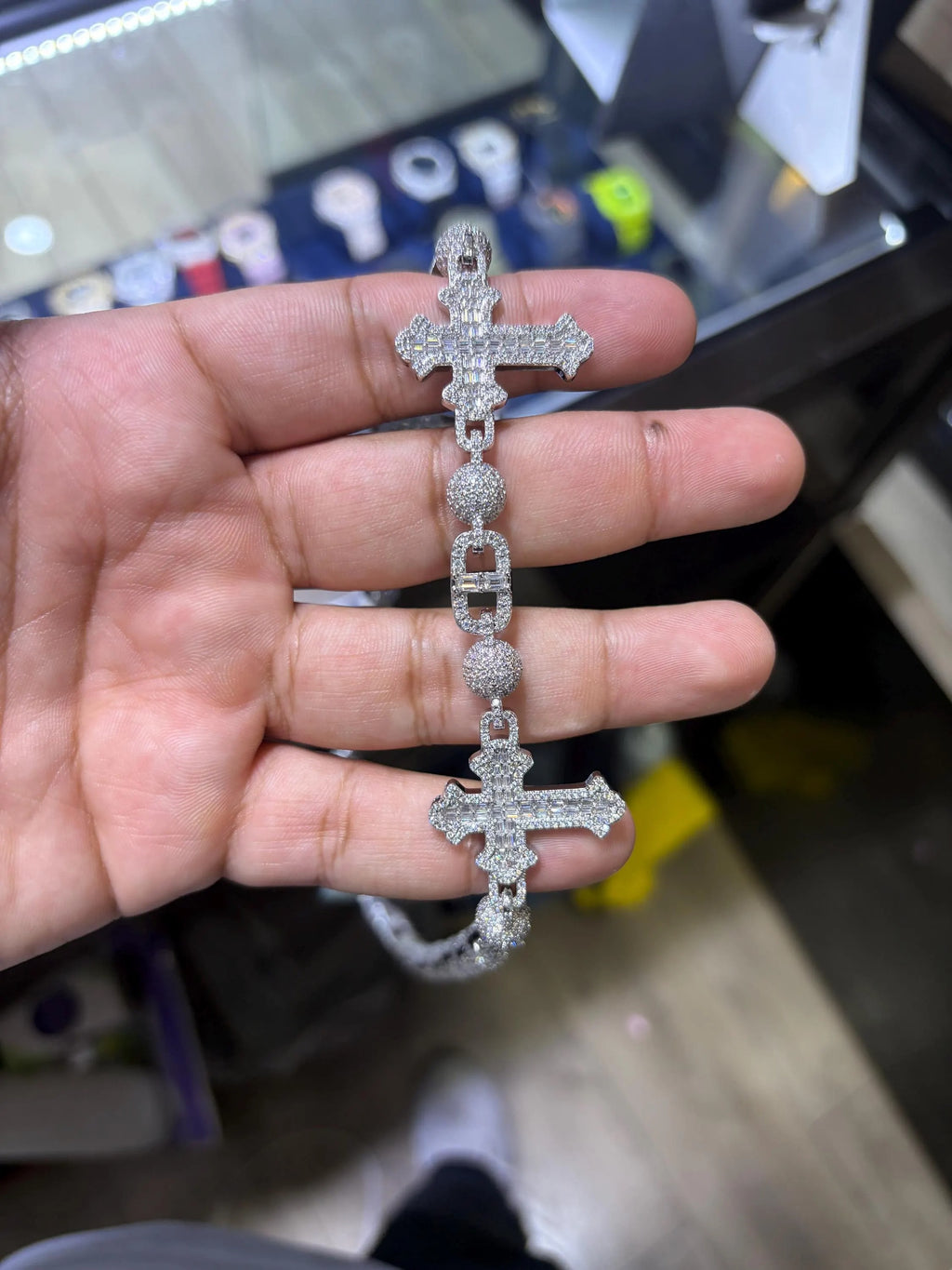 Cross Link Moissanite Chain 30mm VVS 27.88 CTW D Color
