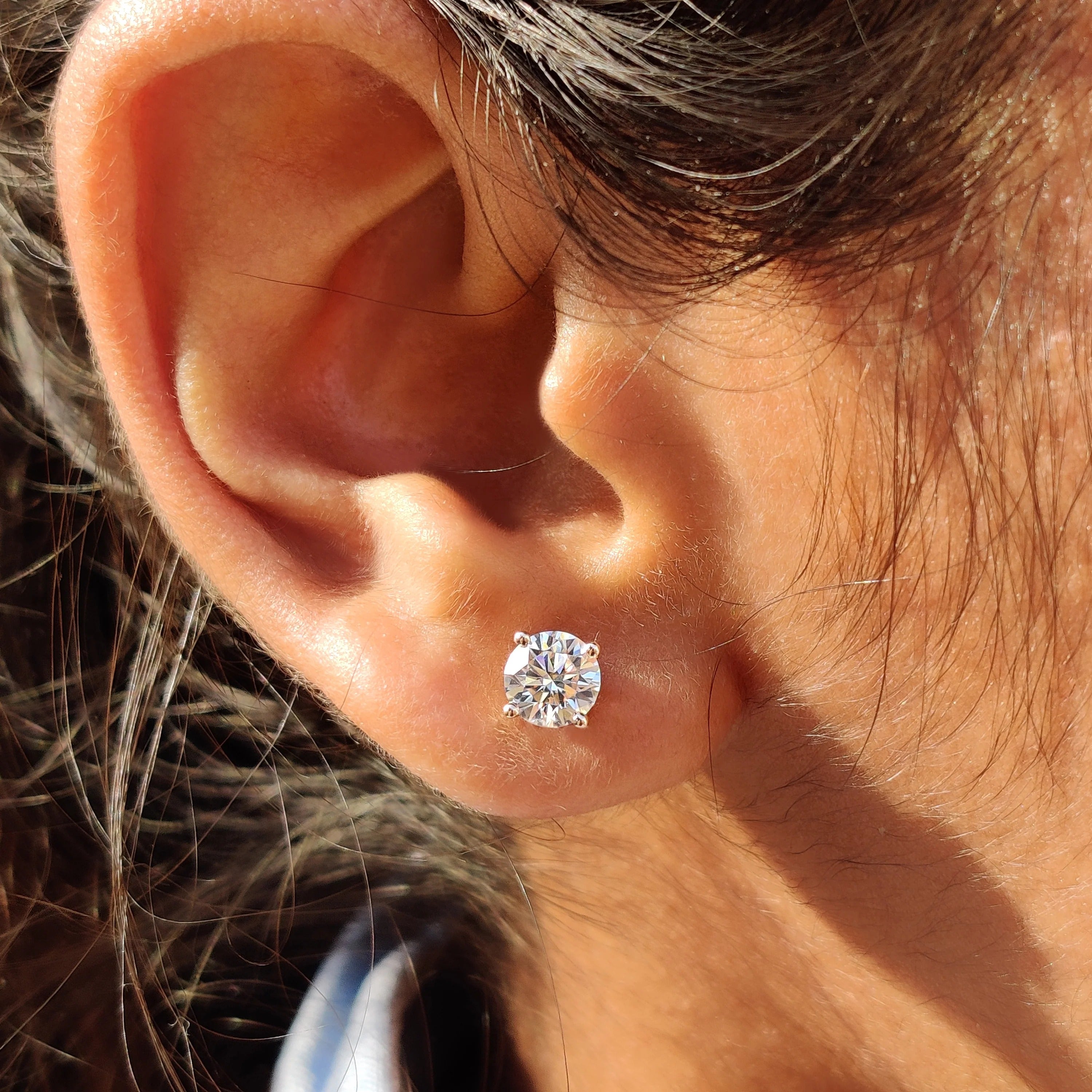 Round Solitaire Moissanite Stud Earrings 925 Sterling Silver