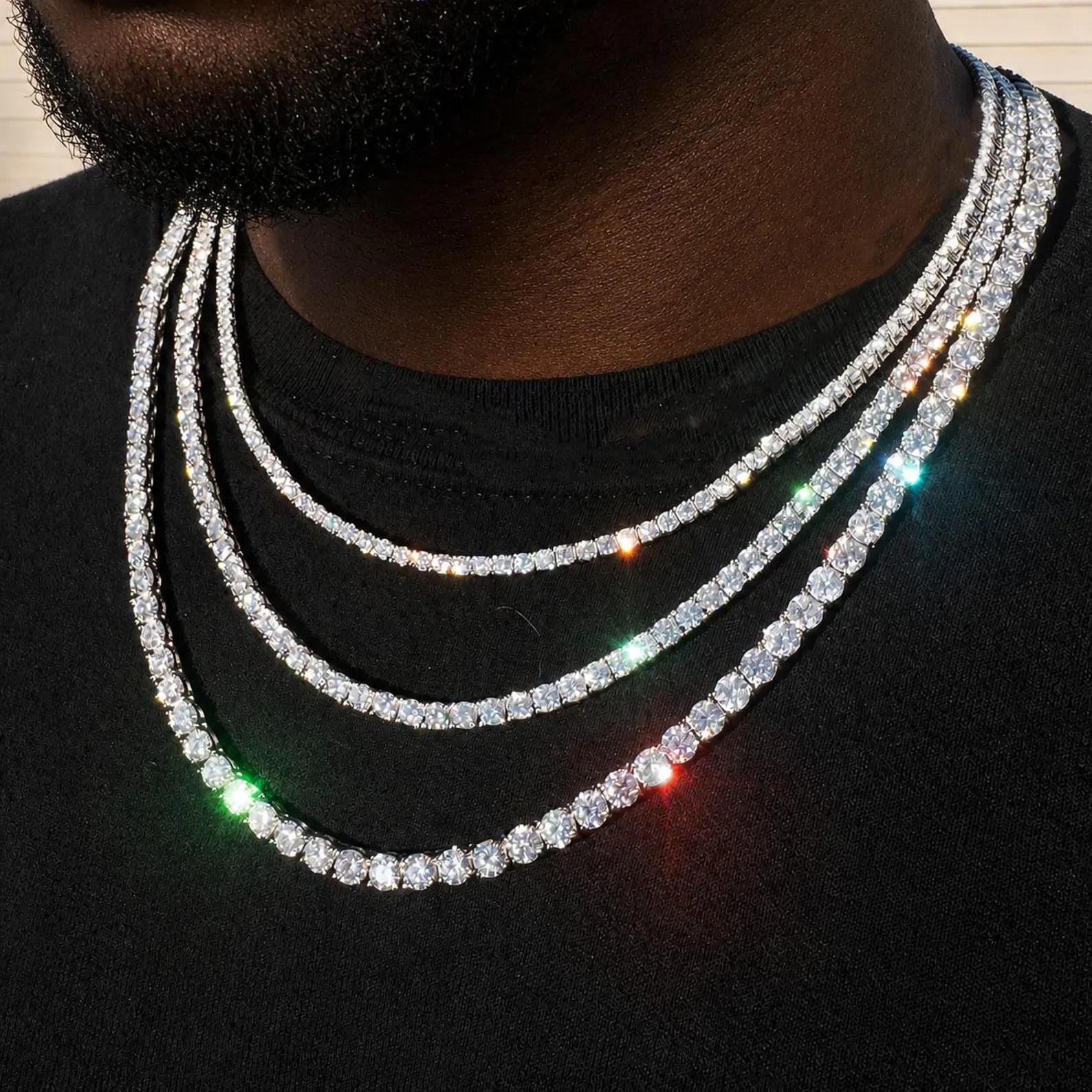 S925 Silver Moissanite Tennis Chain 14K Gold