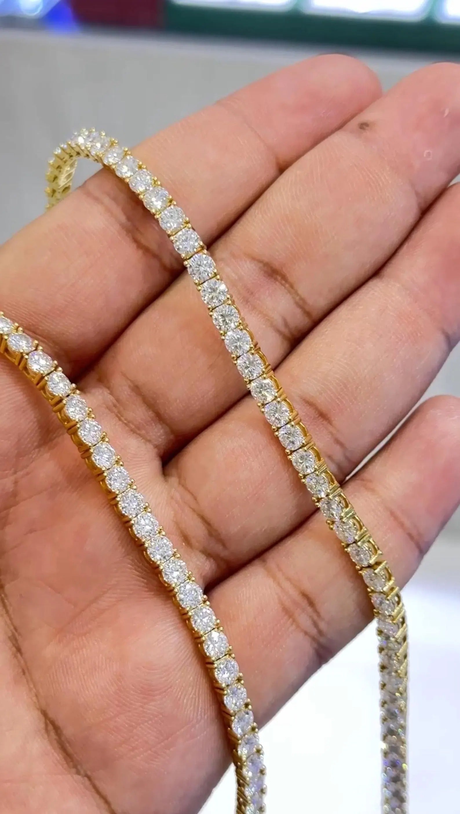 S925 Silver Moissanite Tennis Chain 14K Gold