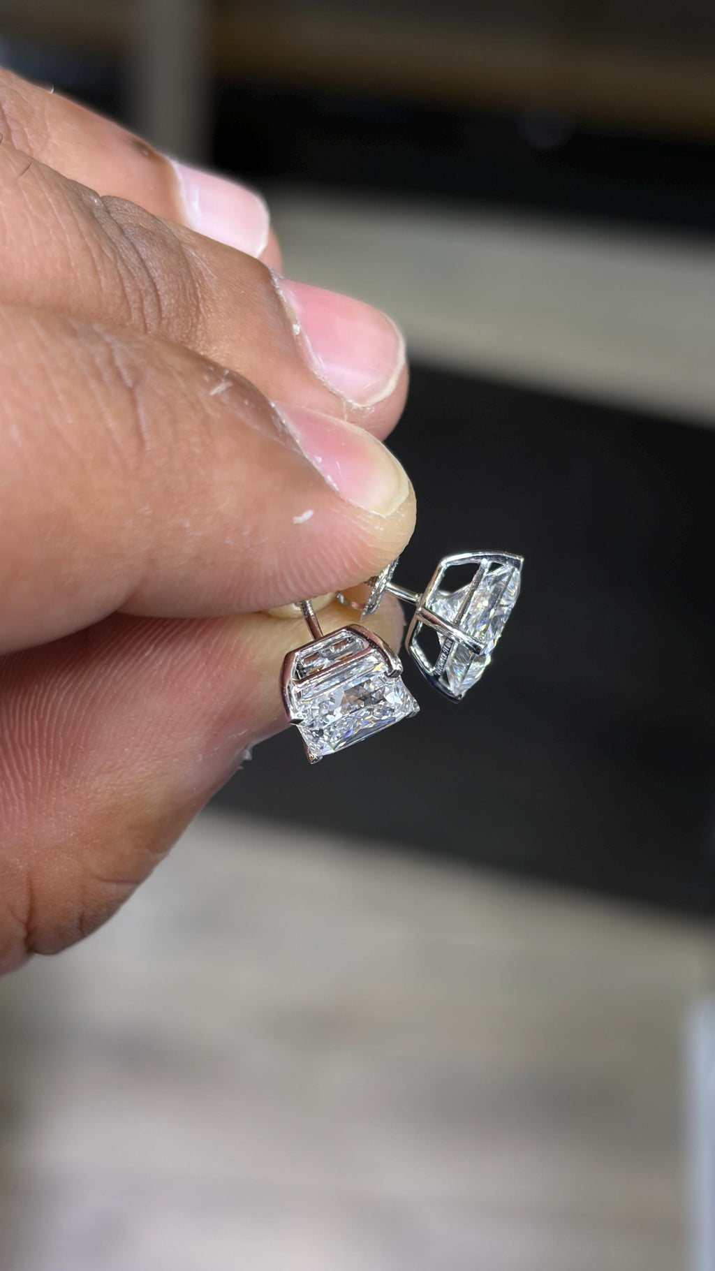 14K Gold Solitaire 5.15 CTW Lab Grown Princess Earring