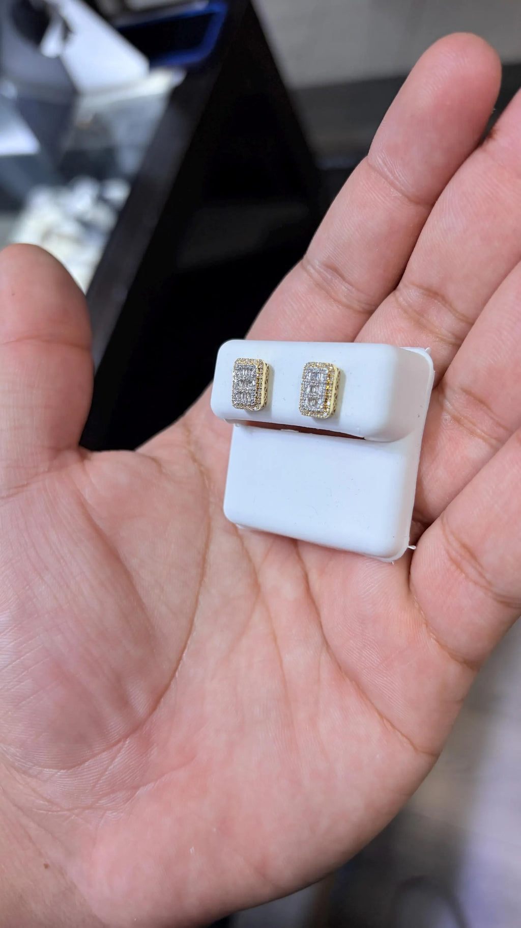 10K Gold Rectangle Diamond 0.33 CTW Earring