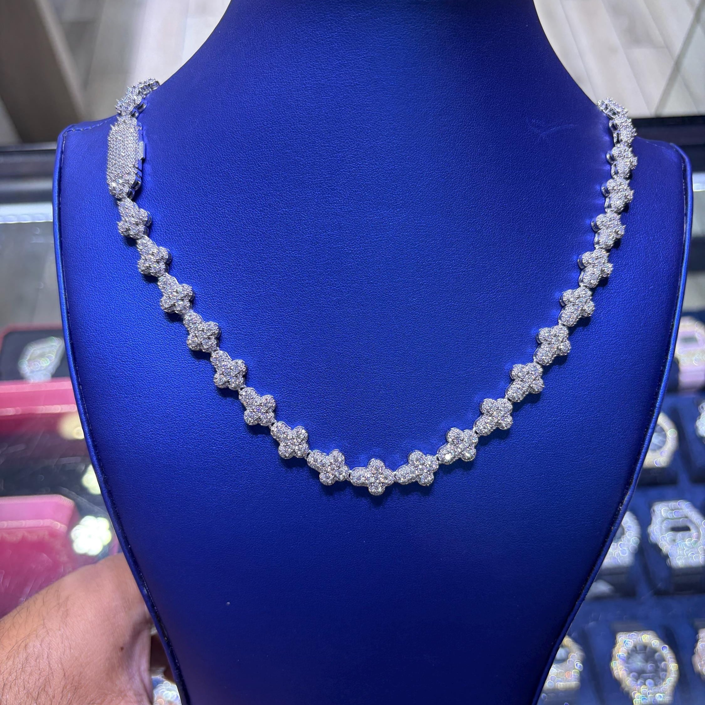 Cross Link Moissanite Chain 10mm VVS 23.73 CTW D Color