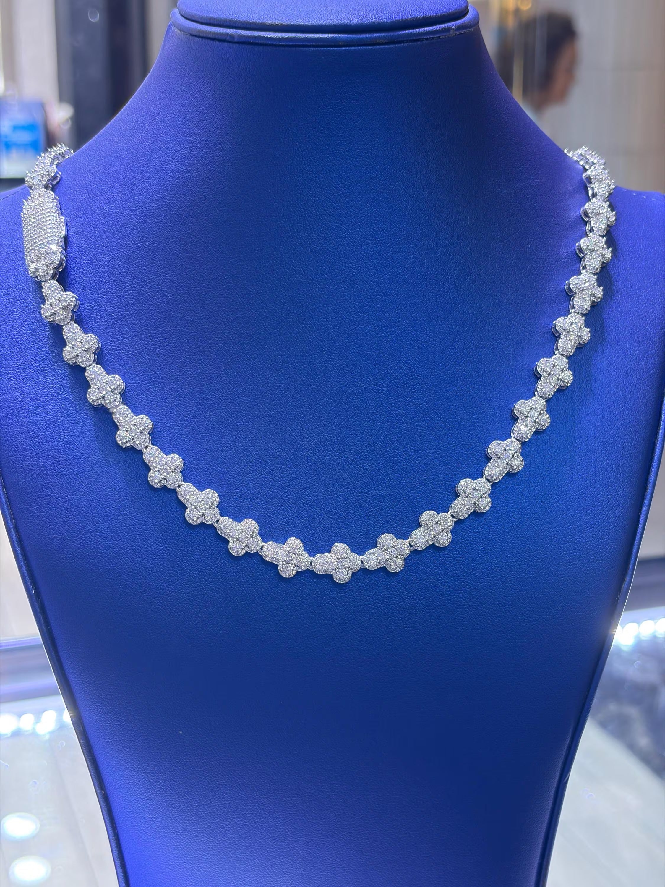 Cross Link Moissanite Chain 10mm VVS 23.73 CTW D Color