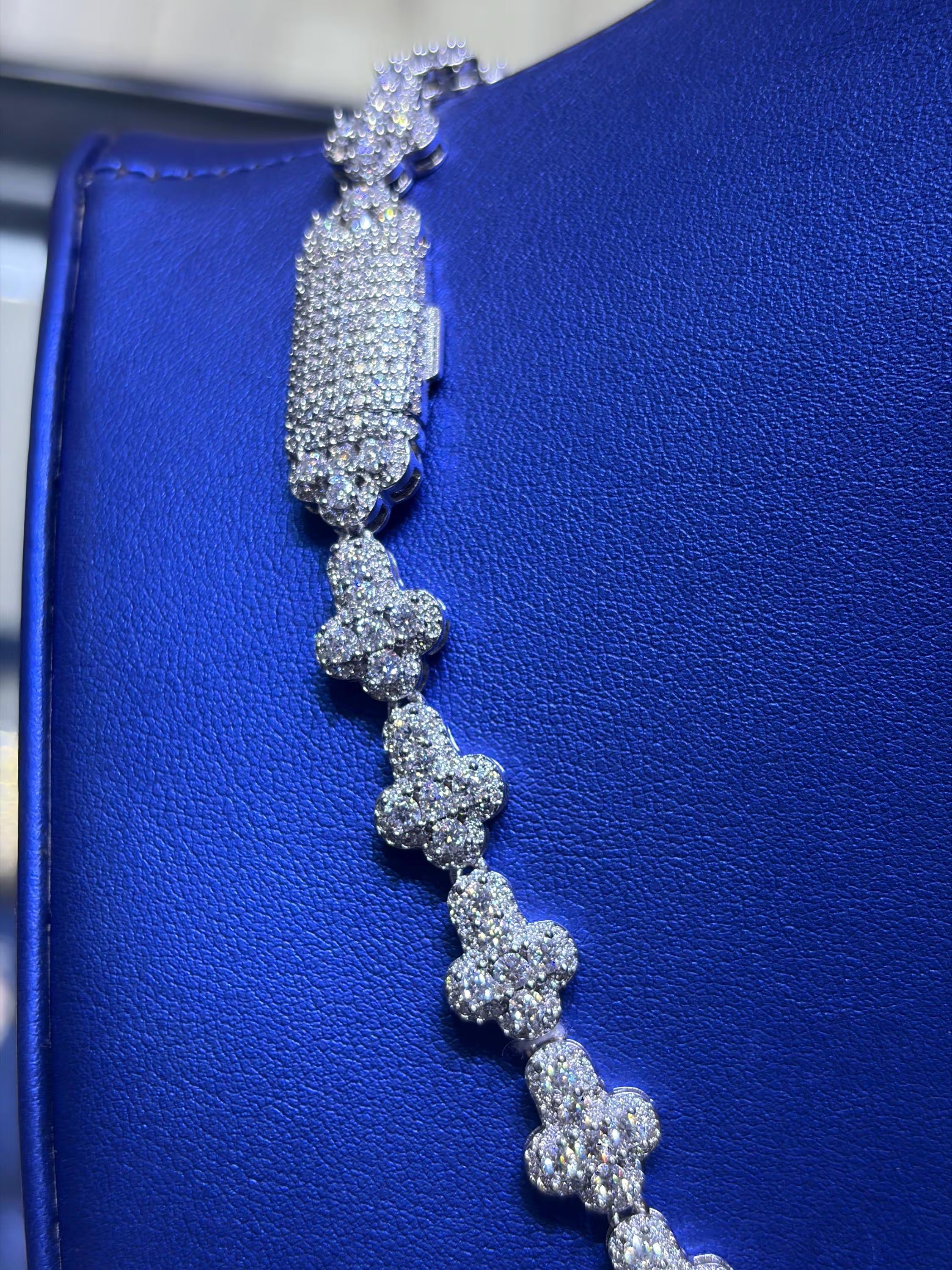 Cross Link Moissanite Chain 10mm VVS 23.73 CTW D Color