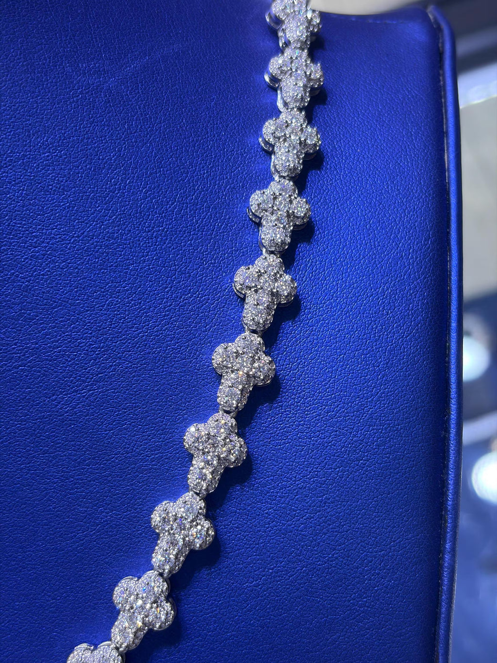 Cross Link Moissanite Chain 10mm VVS 23.73 CTW D Color