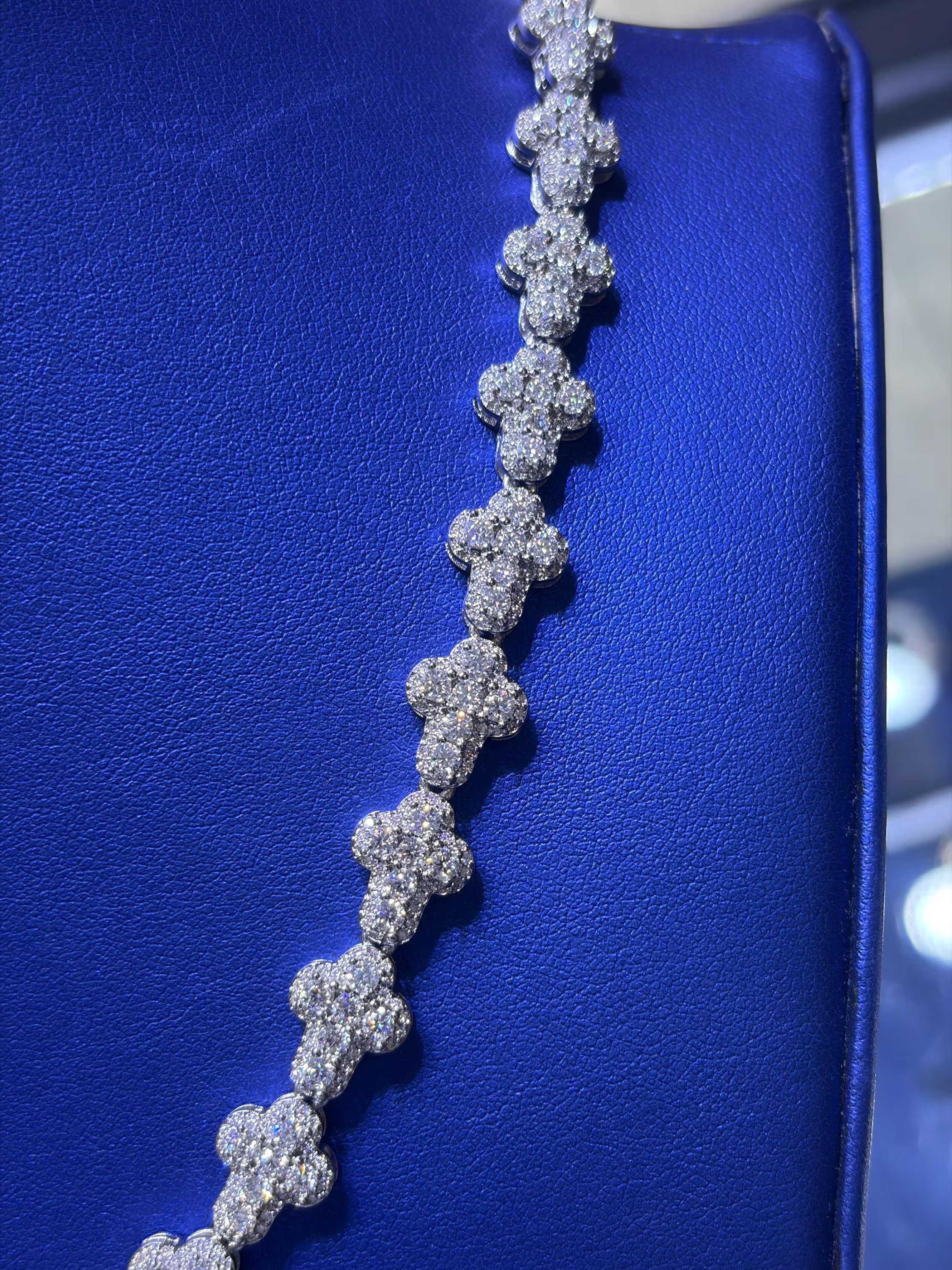 Cross Link Moissanite Chain 10mm VVS 23.73 CTW D Color