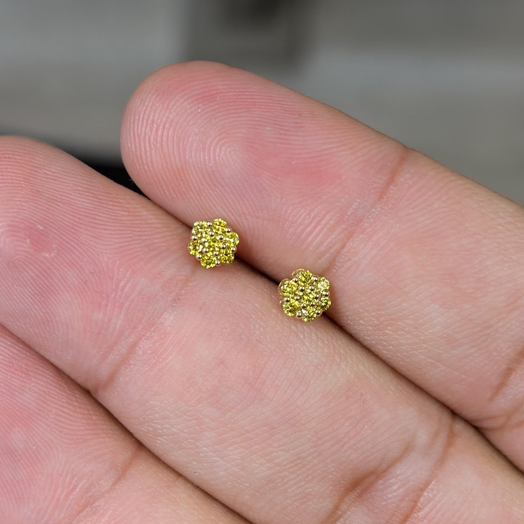 10K Gold Floral Yellow Diamond 0.25 CTW Earring