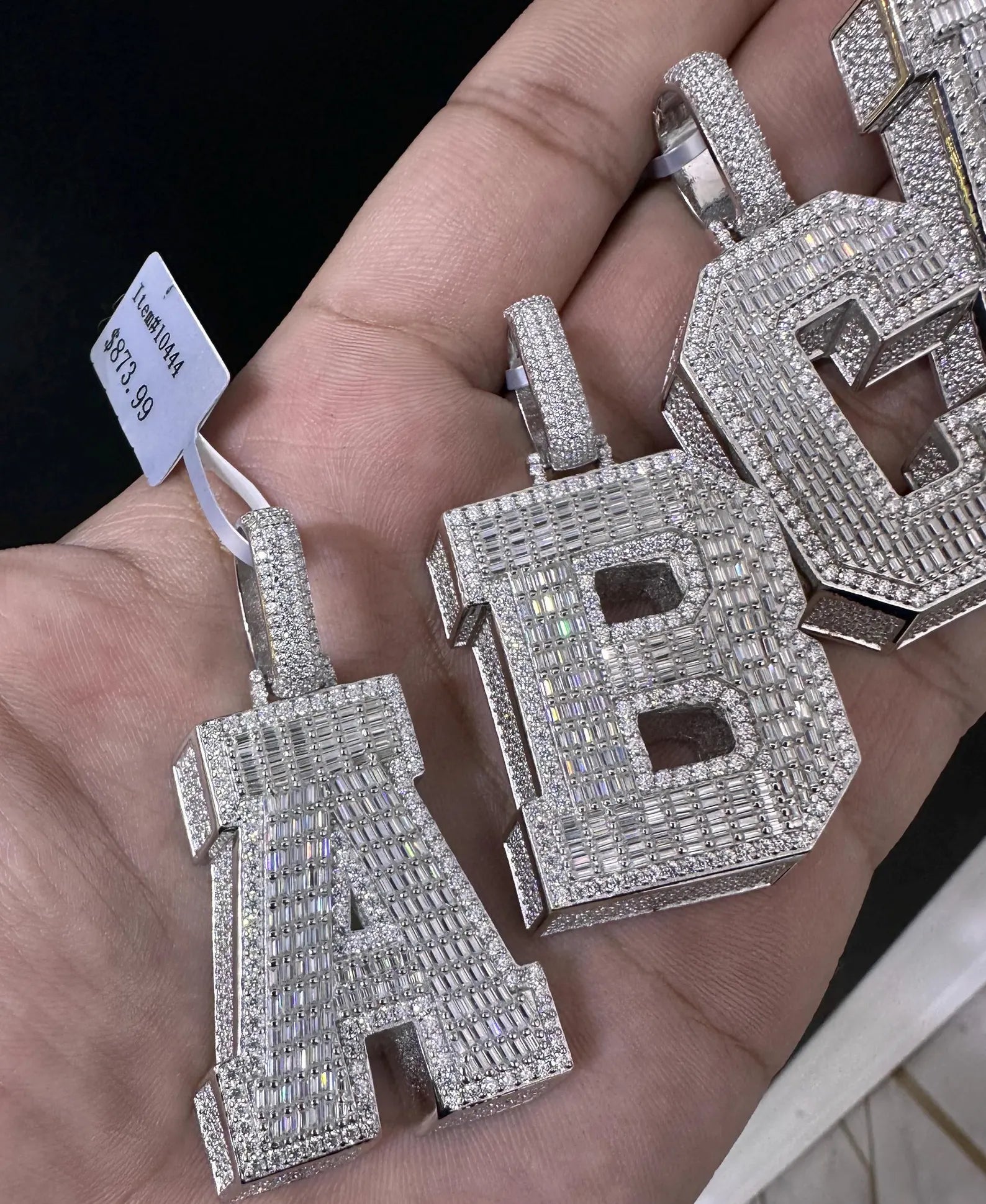 3D Letter Pendant VVS1 Moissanite [8.00 CTW] 925 Sterling Silver