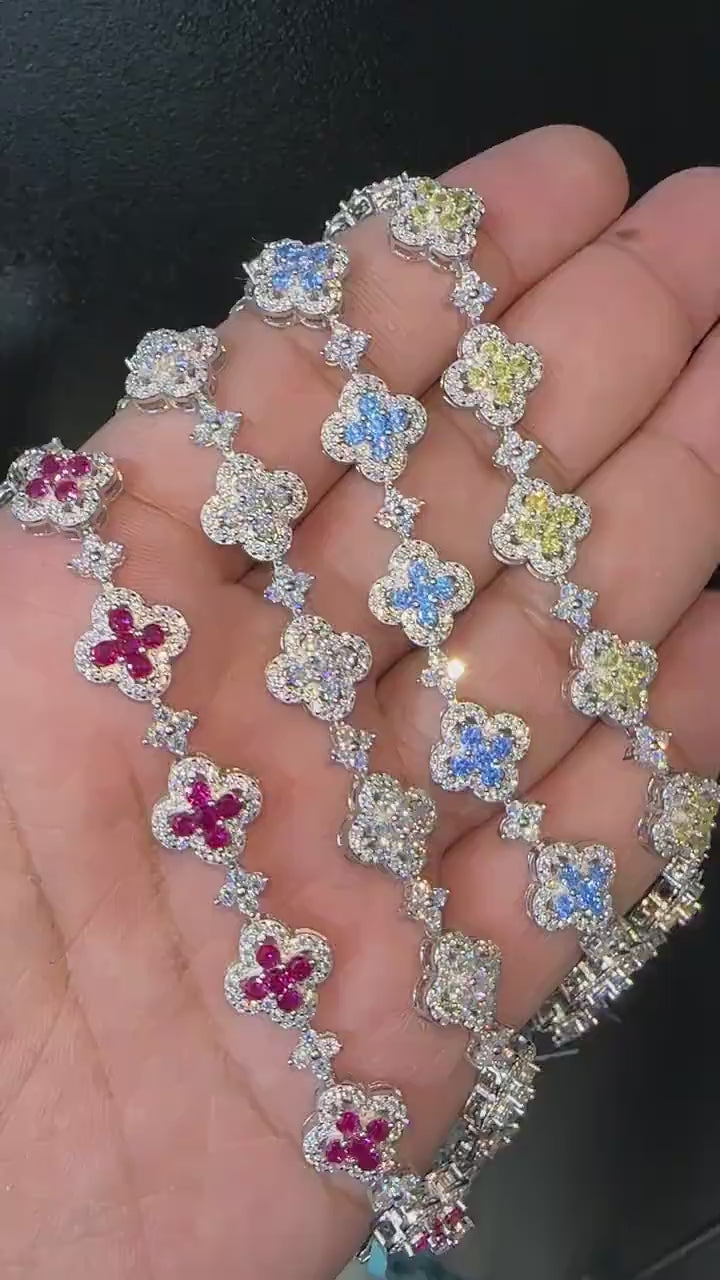 Flower Style Tennis Bracelet [5.83CTW] Moissanites in 925 Sterling Silver