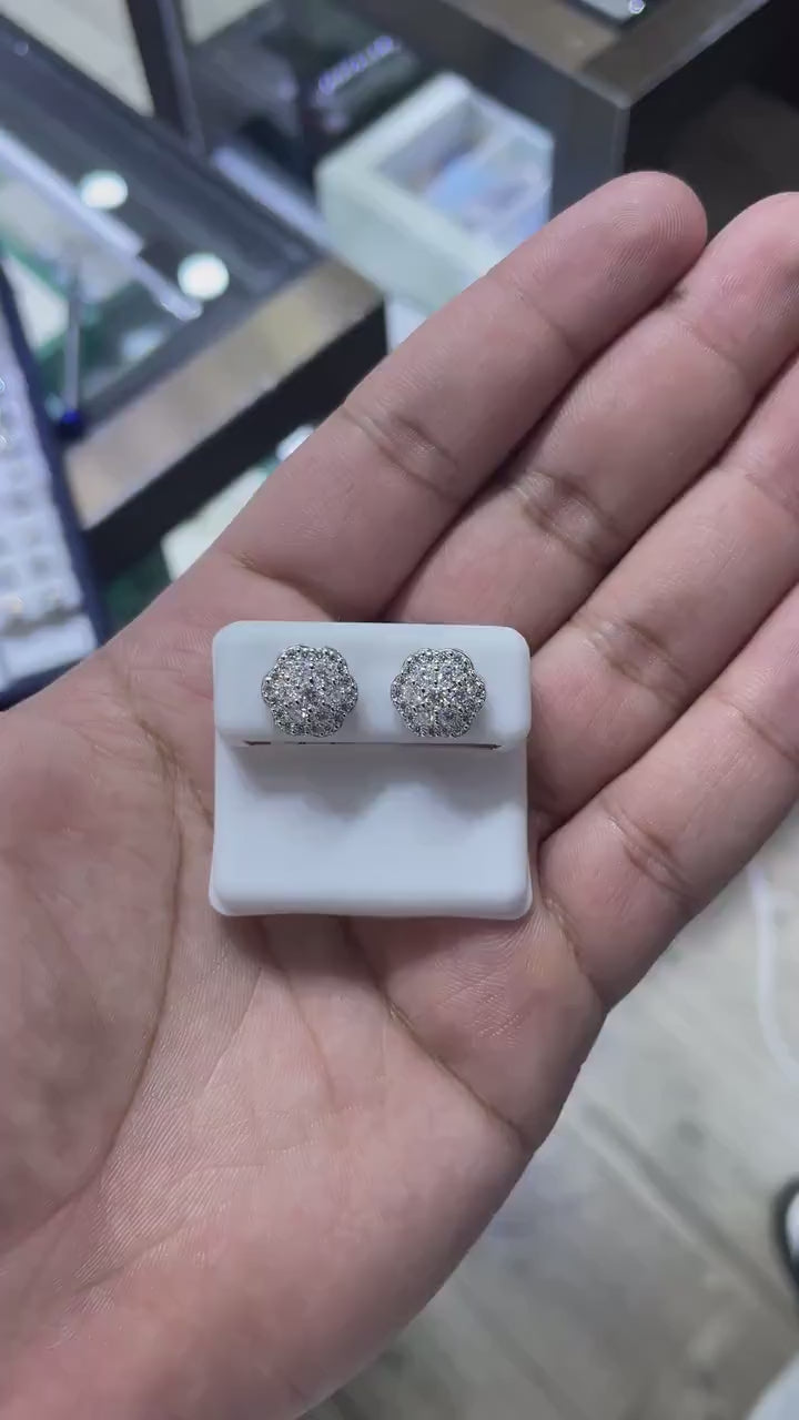 1.50 CTW Moissanite Floral Stud Earrings 925 Sterling Silver