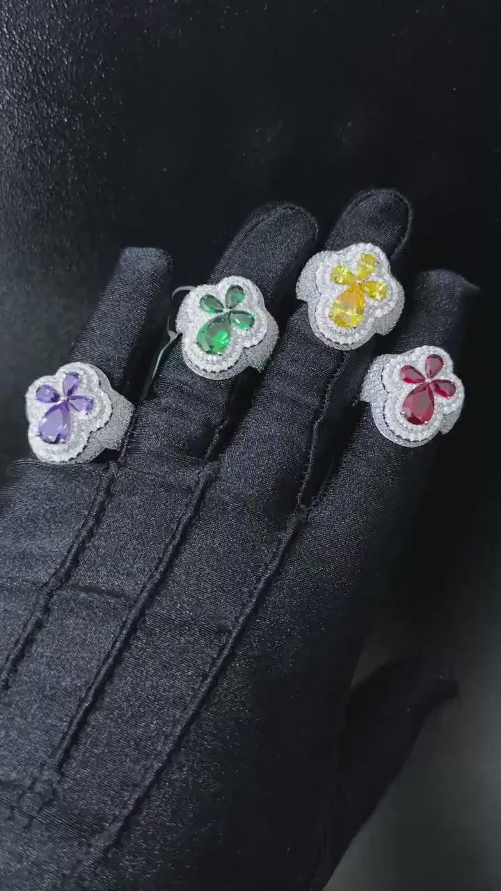 Men Moissanite Ring Colored Sapphire [4.77 CTW] in 925 Sterling Silver