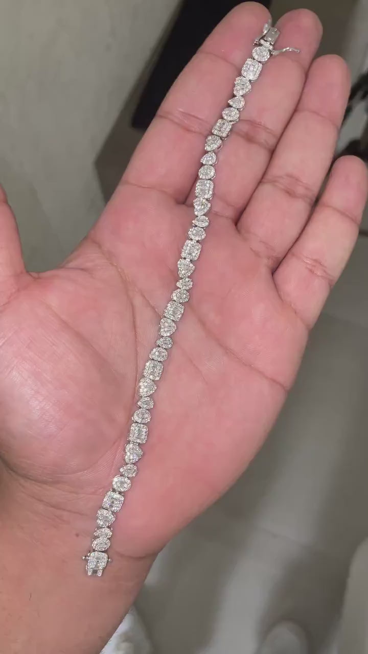 Multi Shaped Oval Square Heart Pear Bracelet  [4.00 CTW] Moissanites in 925 Sterling Silver