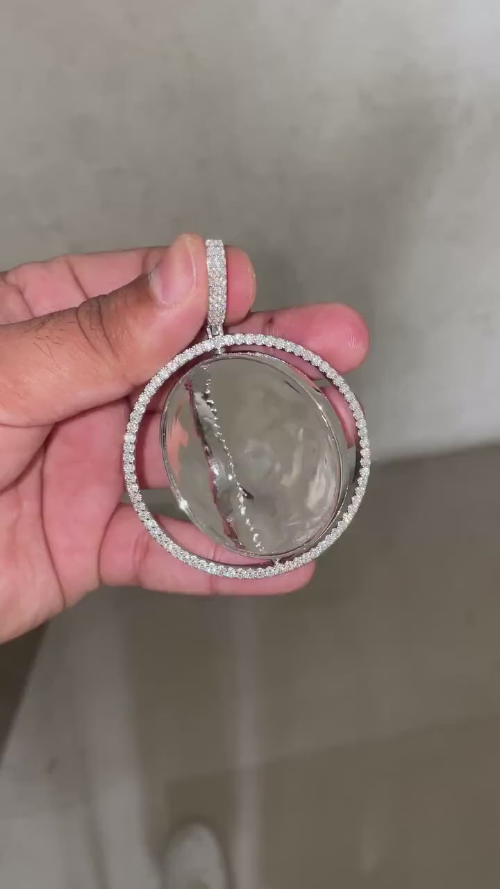 Flippable 2 Sided Memory Charm Picture Pendant VVS1 Moissanite [4.21 CTW] 925 Sterling Silver