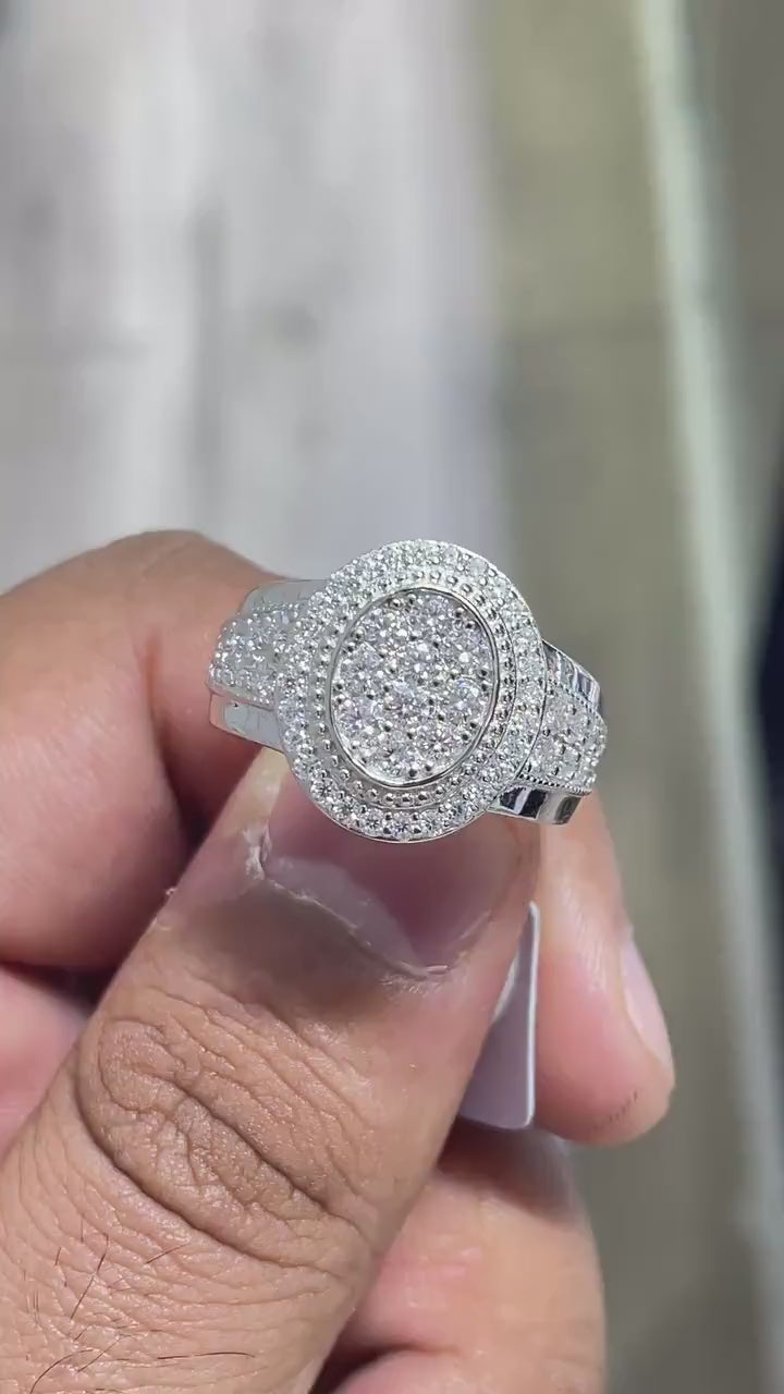 Men Moissanite Ring Oval Shaped [1.98 CTW] in 925 Sterling Silver