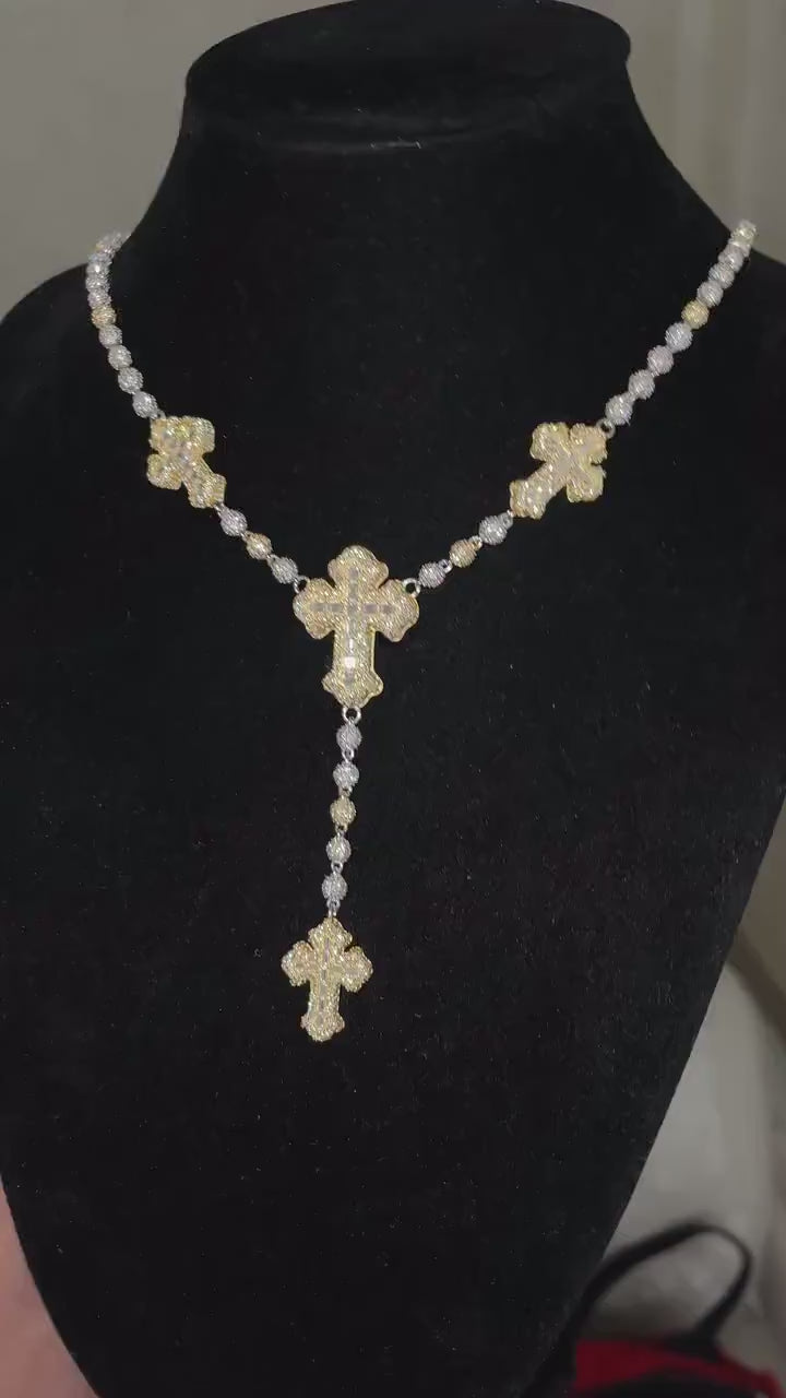 Custom Cross Moissanite Necklace [14.47 CTW] in 925 Sterling Silver