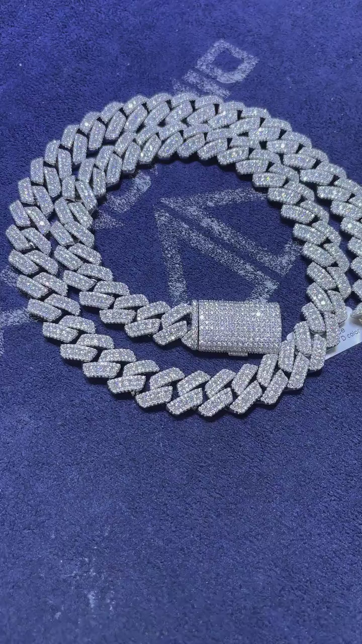 Straight Edge Miami Cuban Moissanite Chain [28.94 CTW] in 925 Sterling Silver