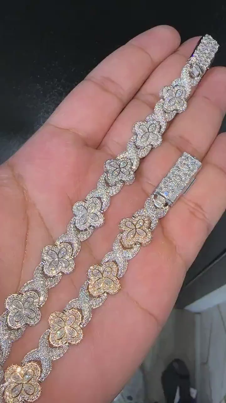 10mm VVS Clover Infinity Moissanite Bracelet in 925 Sterling Silver