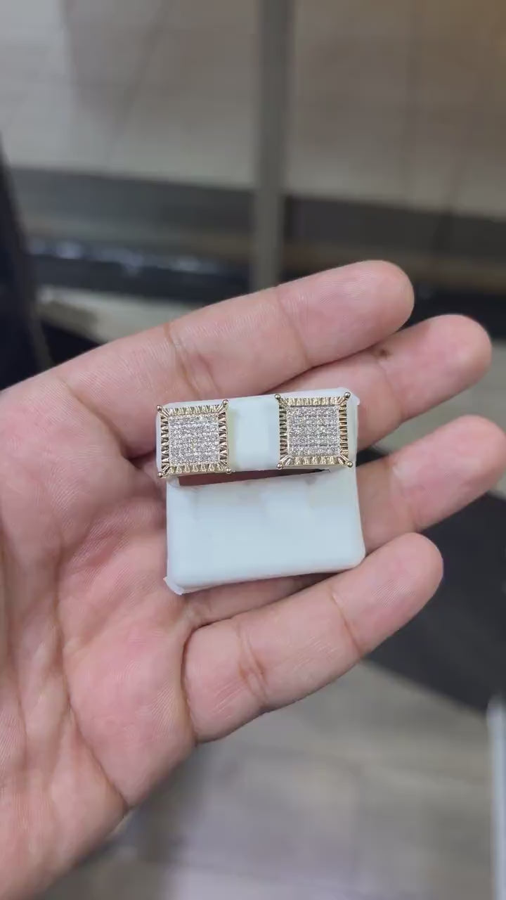 10K Gold Diamond 1.00 CTW Square Shaped Earring