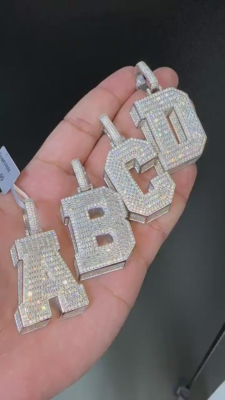3D Letter Pendant VVS1 Moissanite [8.00 CTW] 925 Sterling Silver