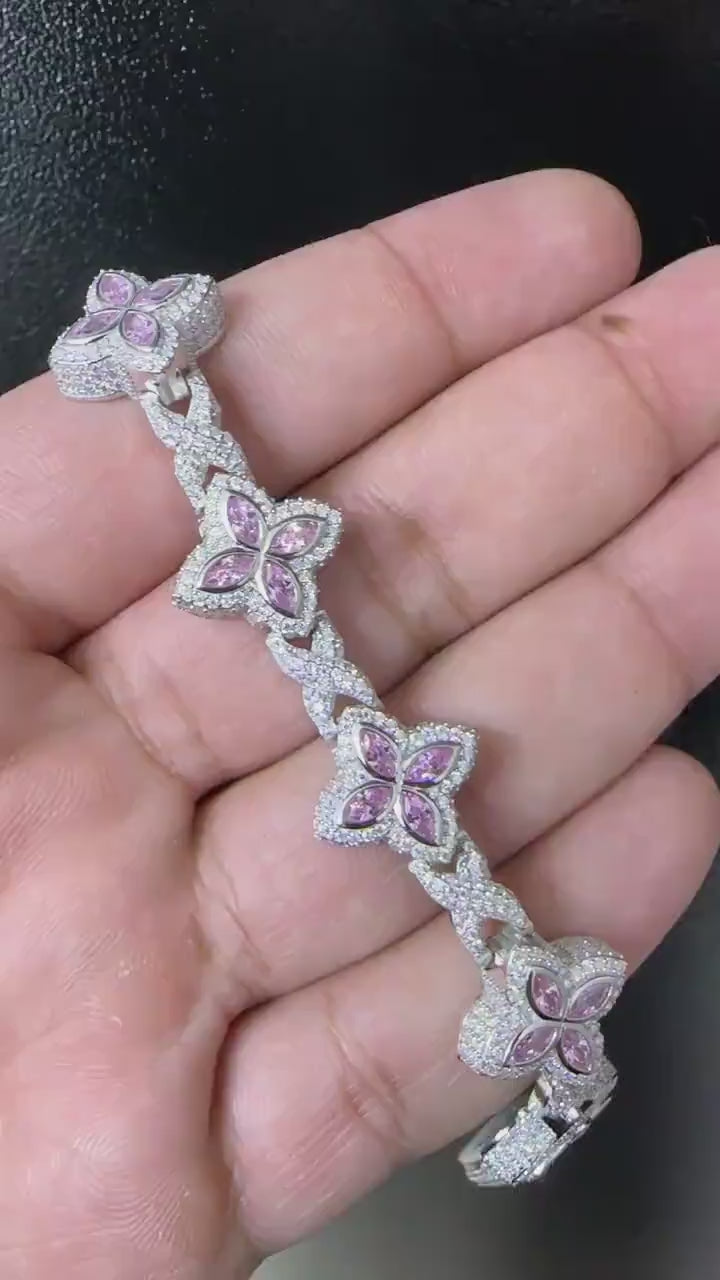 Clover VVS Iced out Bracelet [9.04 CTW] Moissanites in 925 Sterling Silver