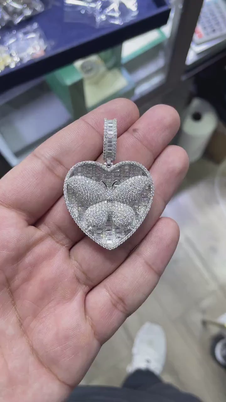 Iced Out Heart Butterfly Pendant VVS1 Moissanite [14.96 CTW] 925 Sterling Silver