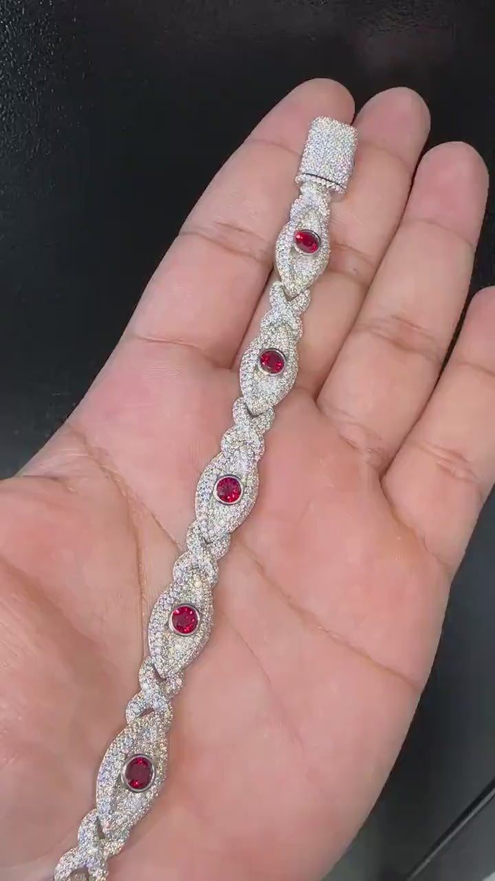 Infinity Evil Eye Bracelet [9.30CTW] Moissanites in 925 Sterling Silver