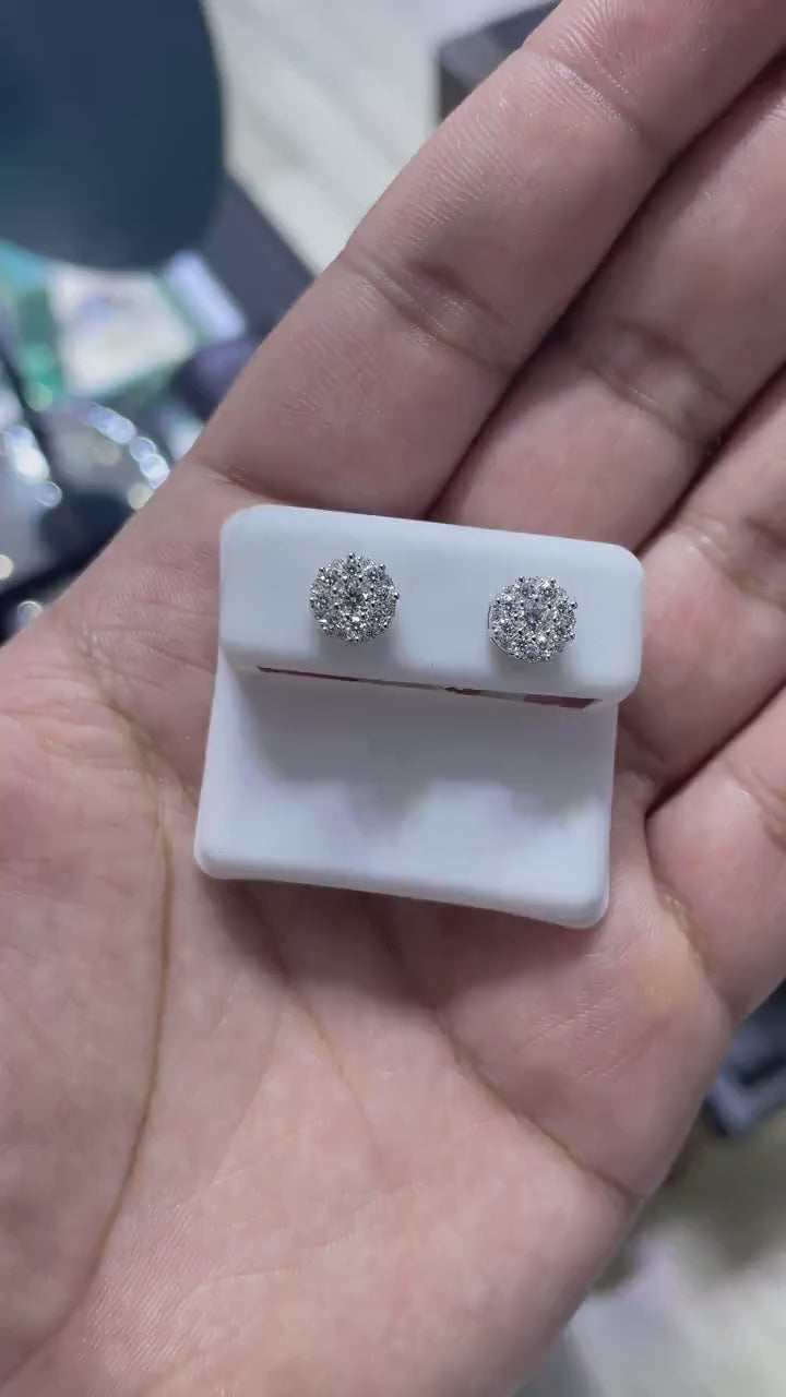 0.75 CTW Moissanite Floral Stud Earrings 925 Sterling Silver