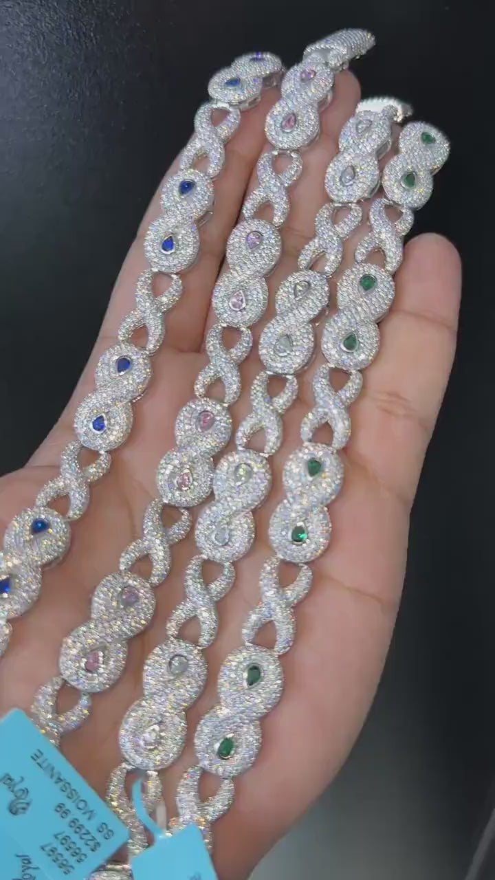 Iced Out Infinity Cuban Bracelet [9.30 CTW] Moissanites in 925 Sterling Silver