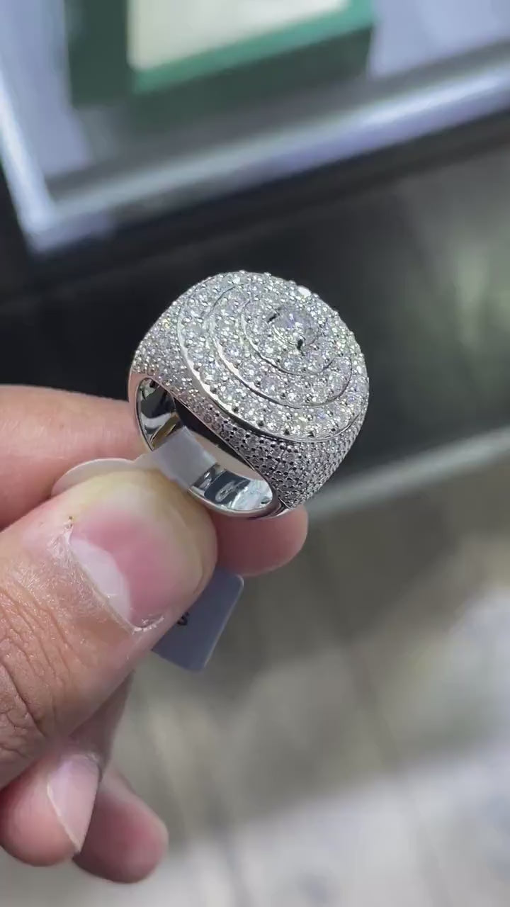 Men Moissanite Ring Iced Out Dome Style [6.84 CTW] in 925 Sterling Silver