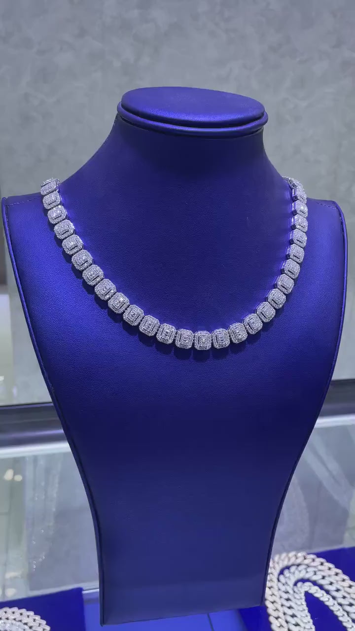 Baguette Link Moissanite Chain [35.25CTW] in 925 Sterling Silver