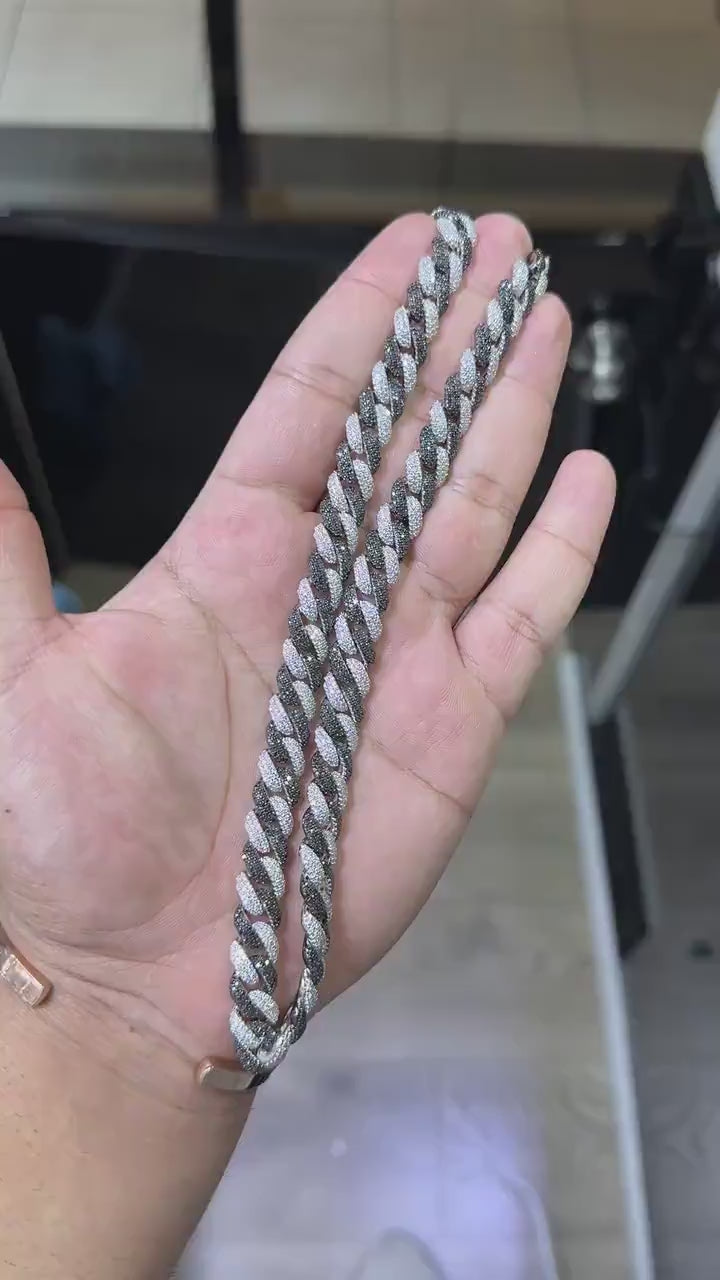 Black & White Cuban Link Moissanite Chain [18.31 CTW] in 925 Sterling Silver