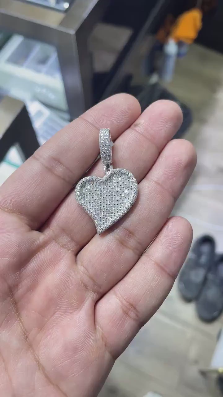 Unique Heart Style Pendant VVS1 Moissanite [3.64 CTW] 925 Sterling Silver