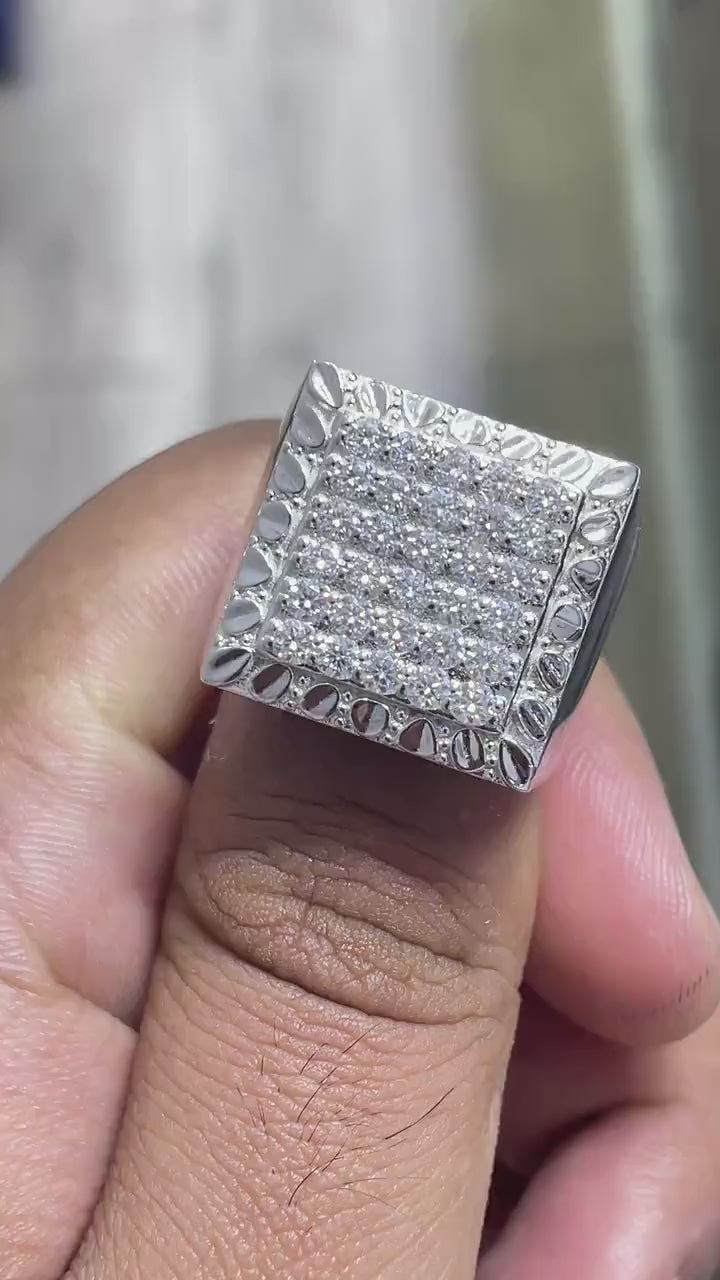 Men Moissanite Ring Square Shaped [2.07 CTW] in 925 Sterling Silver