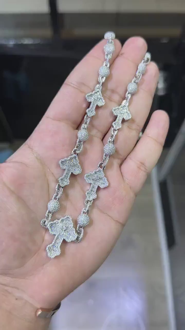 Custom Cross Moissanite Chain [19.68 CTW] in 925 Sterling Silver