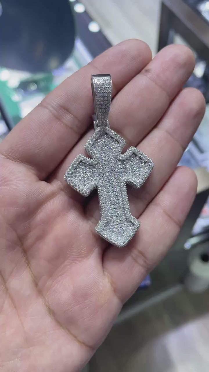 Cross Pendant VVS1 Moissanite [6.71 CTW] 925 Sterling Silver