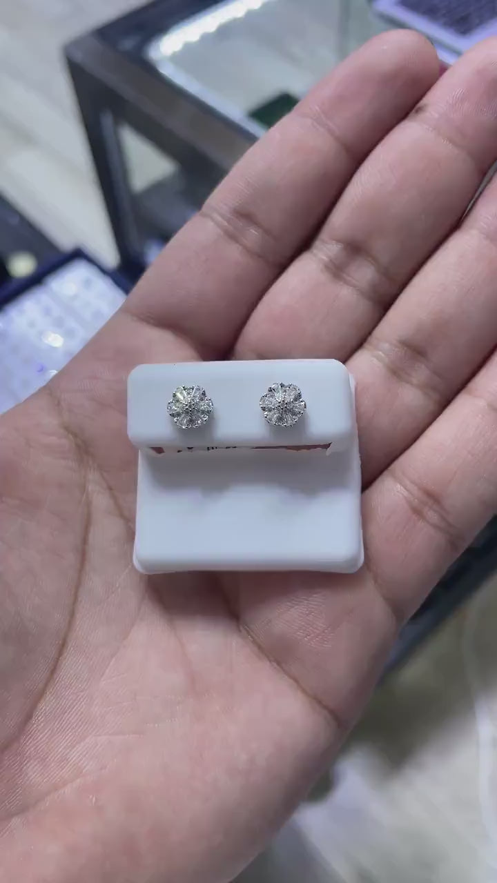 0.57 CTW Moissanite Floral Stud Earrings 925 Sterling Silver