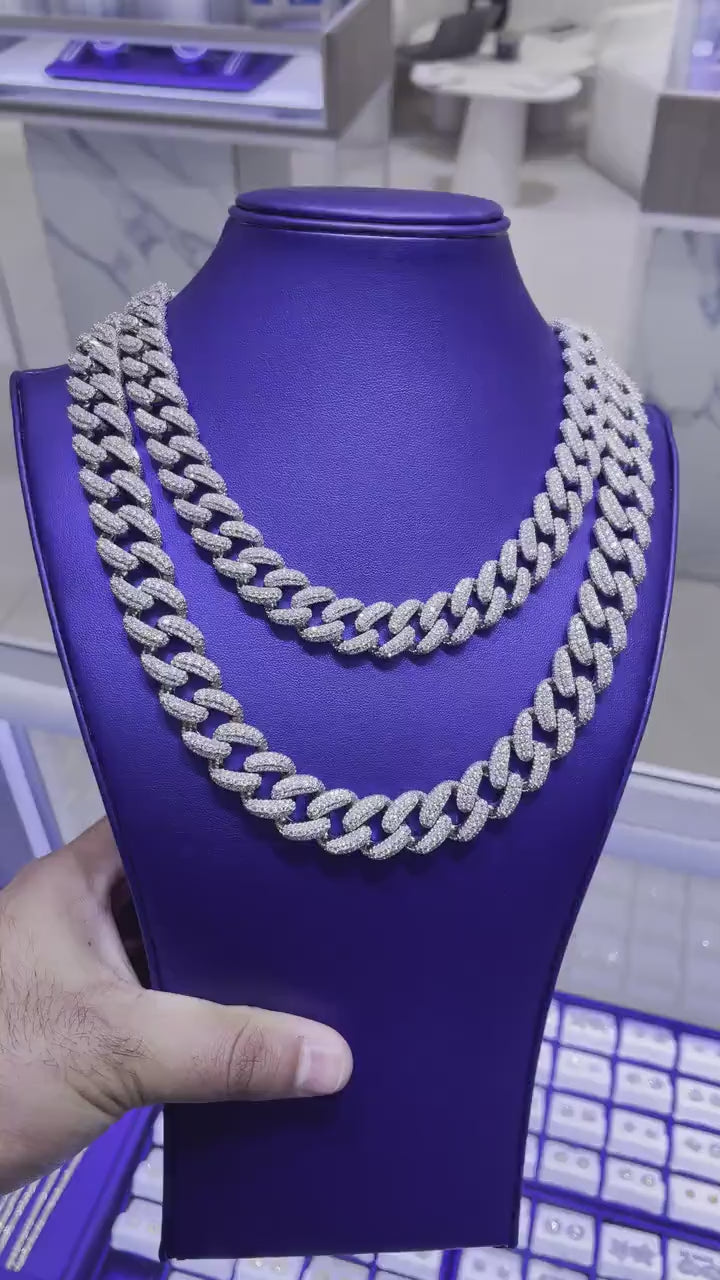 Moissanite Cuban Link Chains [41.91CTW - 47.29CTW] in 925 Sterling Silver