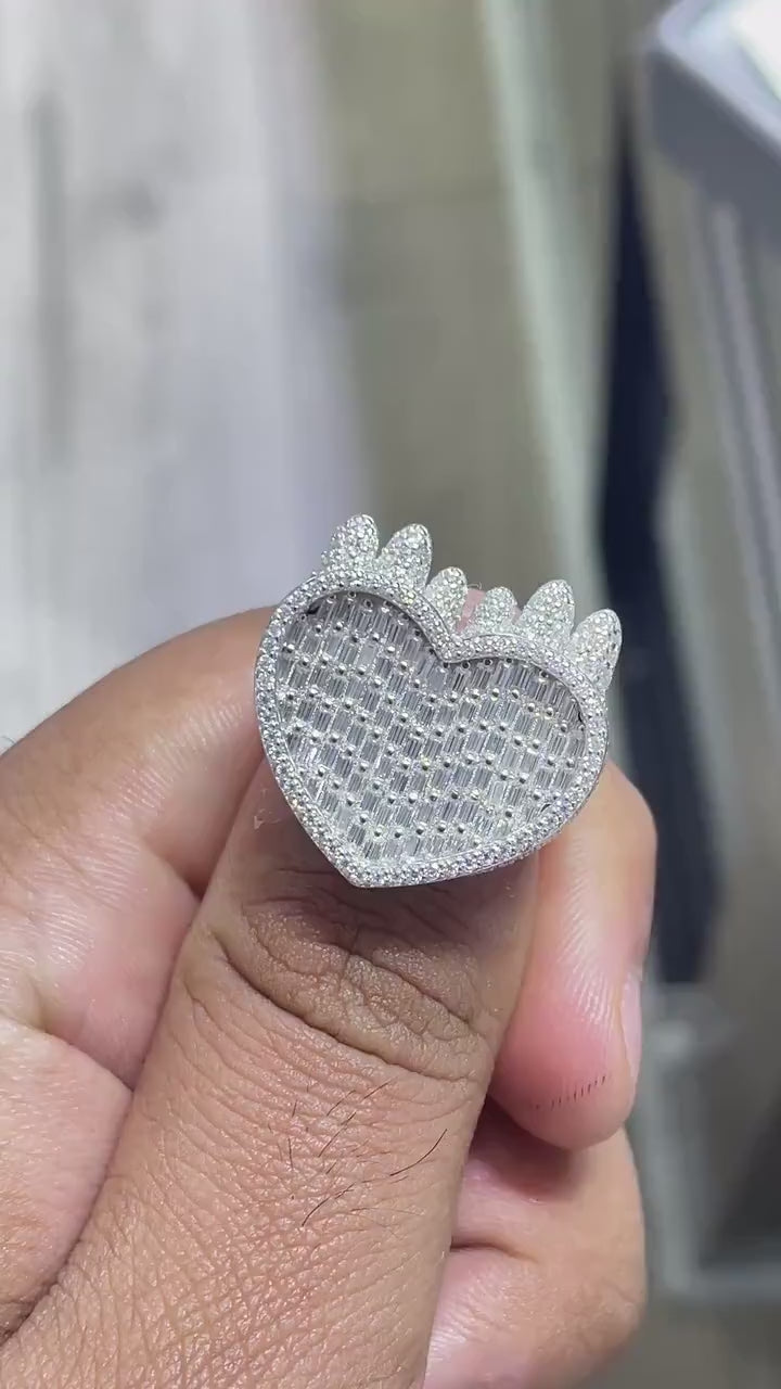 Men Moissanite Ring Heart Shaped [5.11 CTW] in 925 Sterling Silver