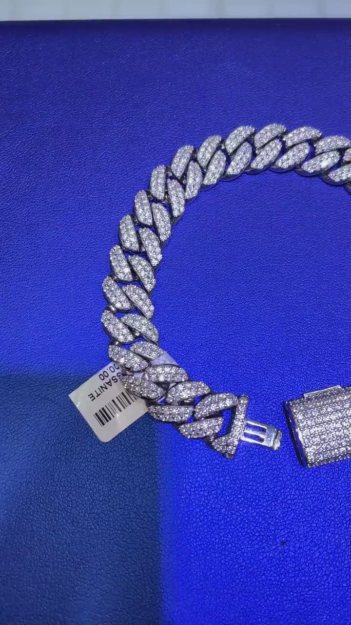 Round Cuban Link Bracelet [7.77 CTW] Moissanites in 925 Sterling Silver