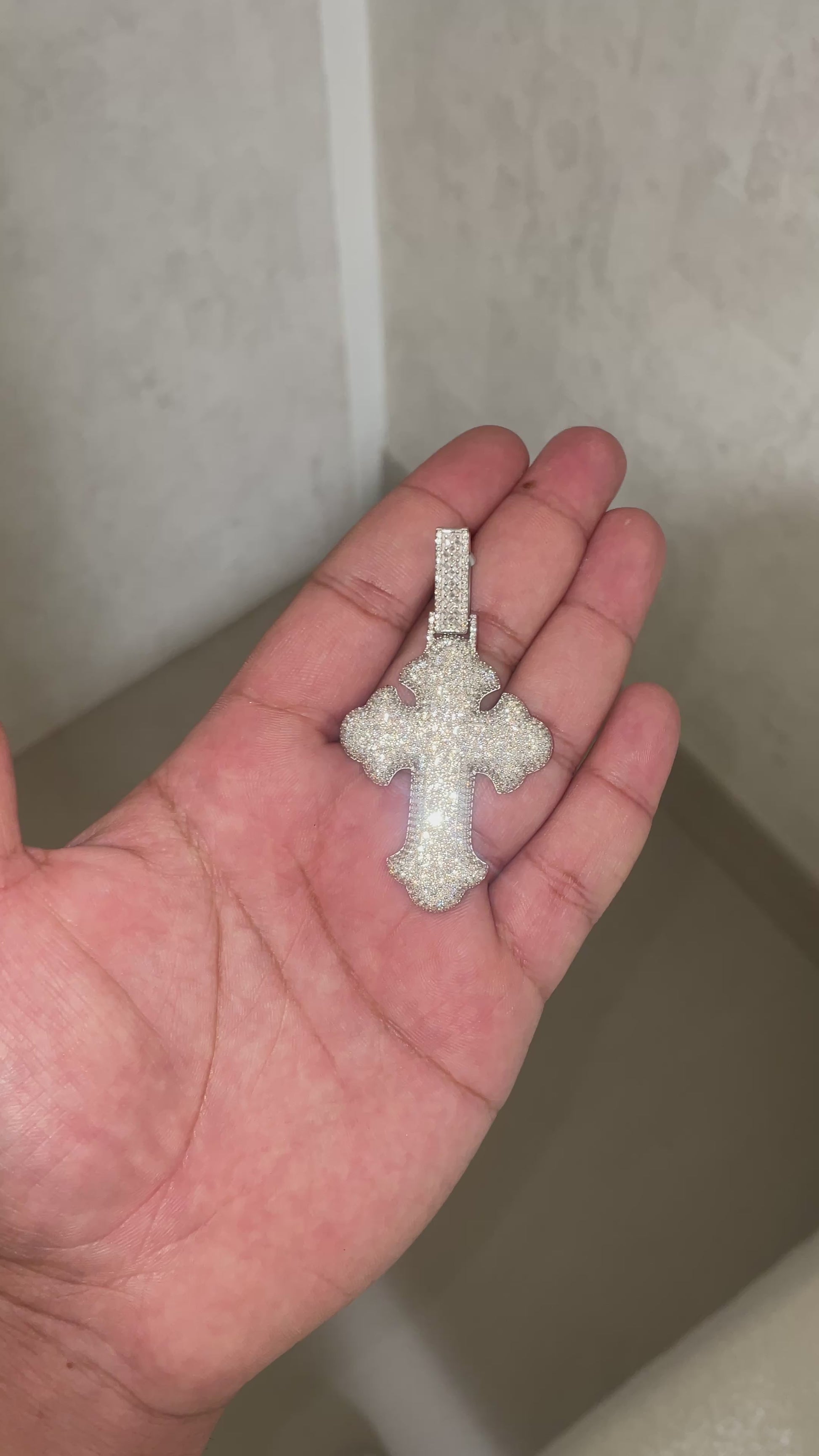 Big Cross Pendant VVS1 Moissanite [4.60 CTW] 925 Sterling Silver