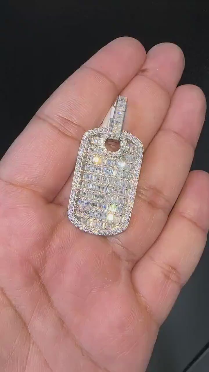 Dog Tag Pendant VVS1 Moissanite [9.06CTW] 925 Sterling Silver
