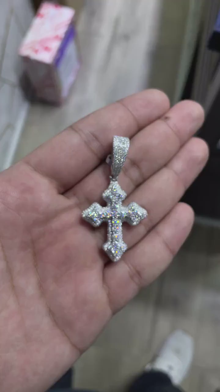 Thick Cross Pendant VVS1 Moissanite [4.45 CTW] 925 Sterling Silver