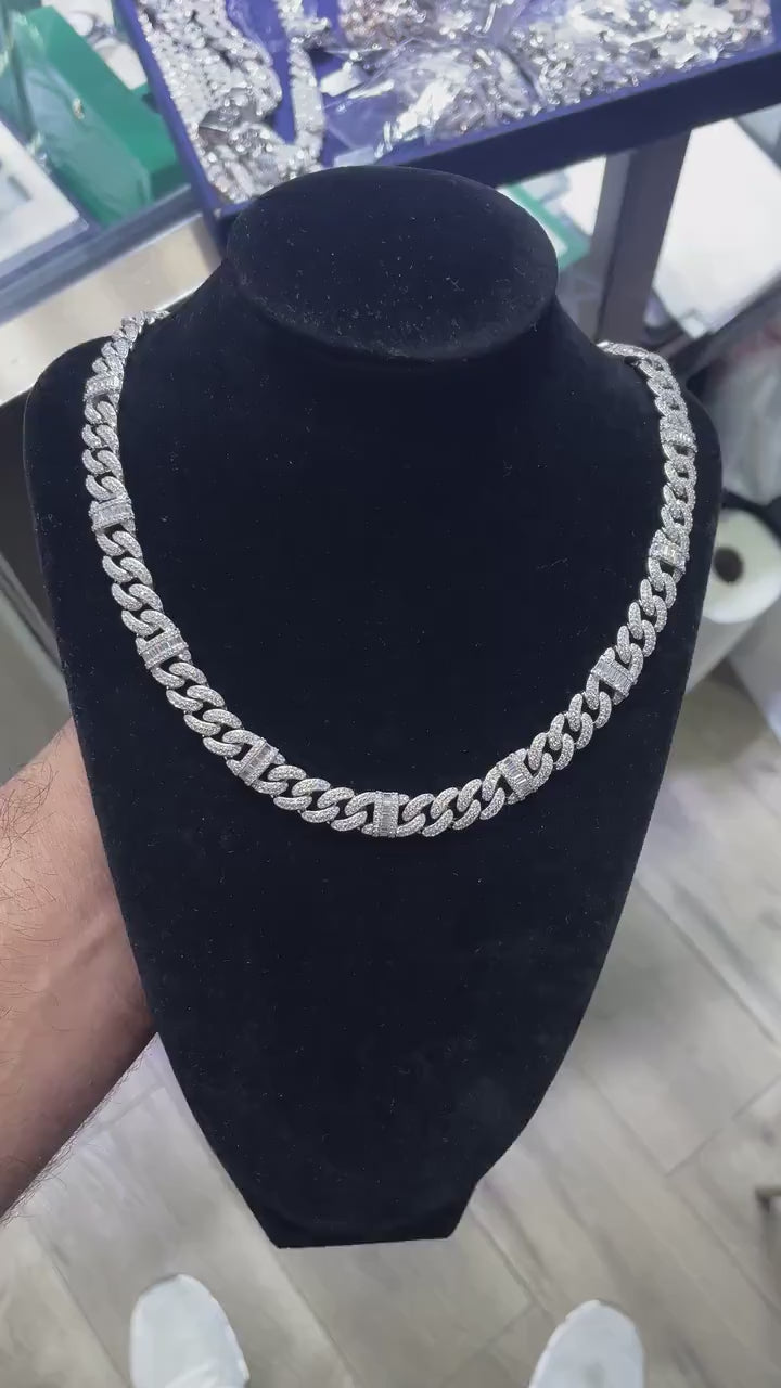Iced Out Cuban Link Moissanite Chain [16.80CTW] in 925 Sterling Silver