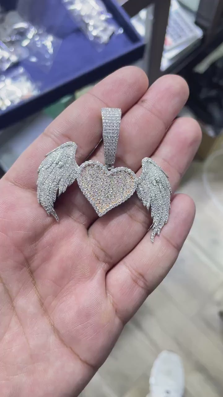 Angel Wings Heart Pendant VVS1 Moissanite [5.65 CTW] 925 Sterling Silver