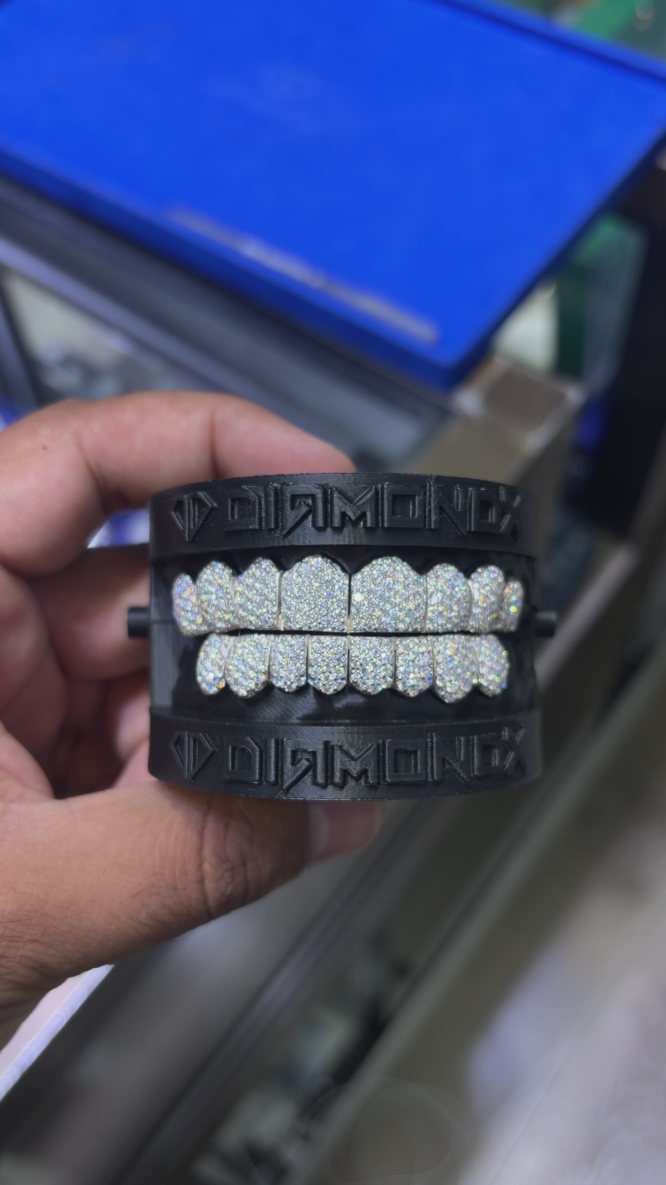 Custom Iced Out Moissanite Honey Comb Setting Grillz