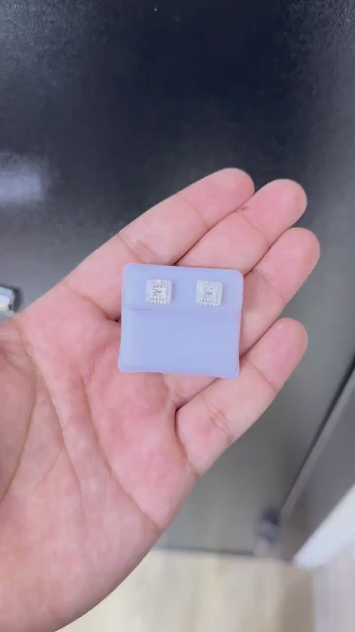 1.50 CTW Moissanite Square Shaped Stud Earrings 925 Sterling Silver