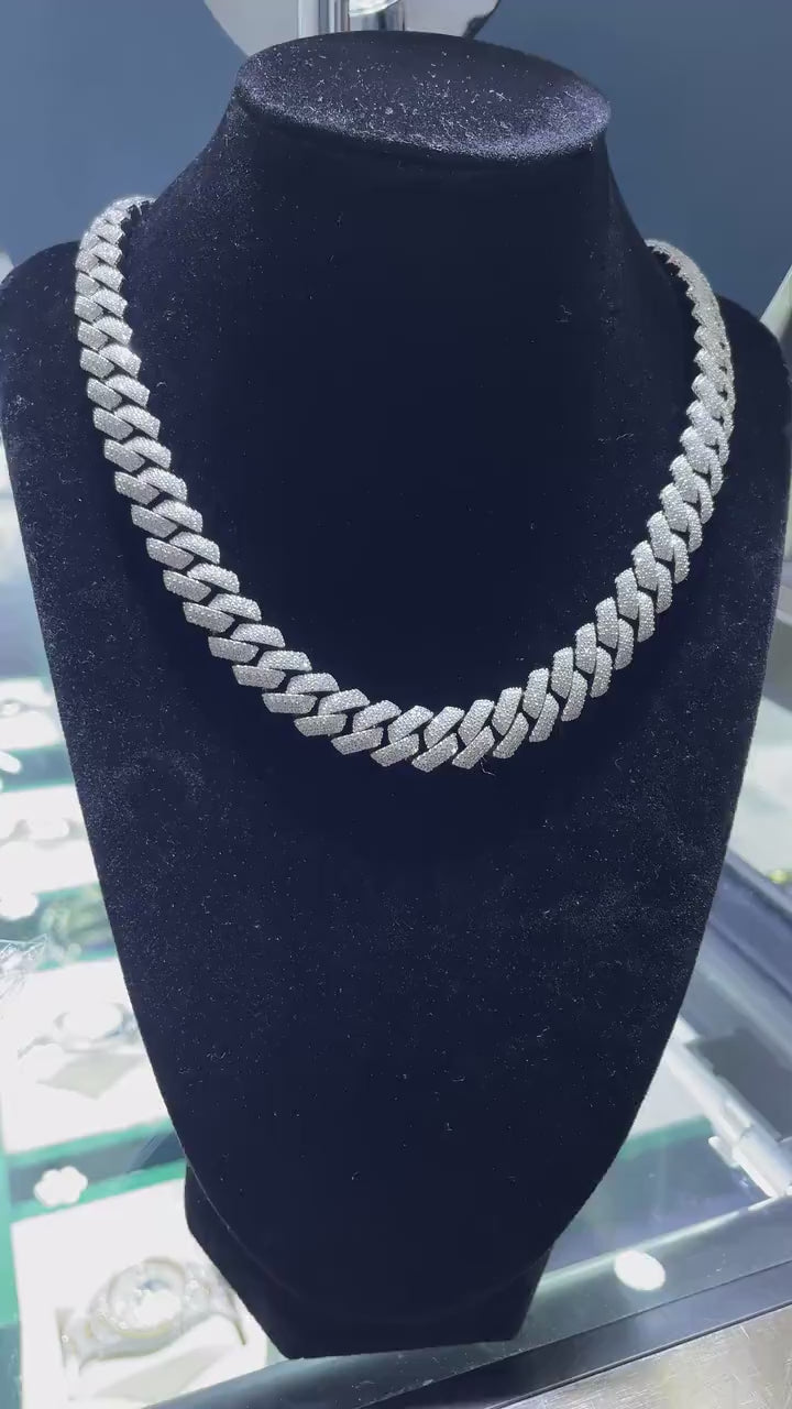 Iced Out Cuban Link Moissanite Chain [22.37CTW] in 925 Sterling Silver